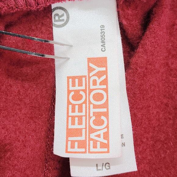 Fleece Factory Pants Mens L Red Pull On Jogger Pockets Casual Athleisure Lounge - Picture 3 of 9